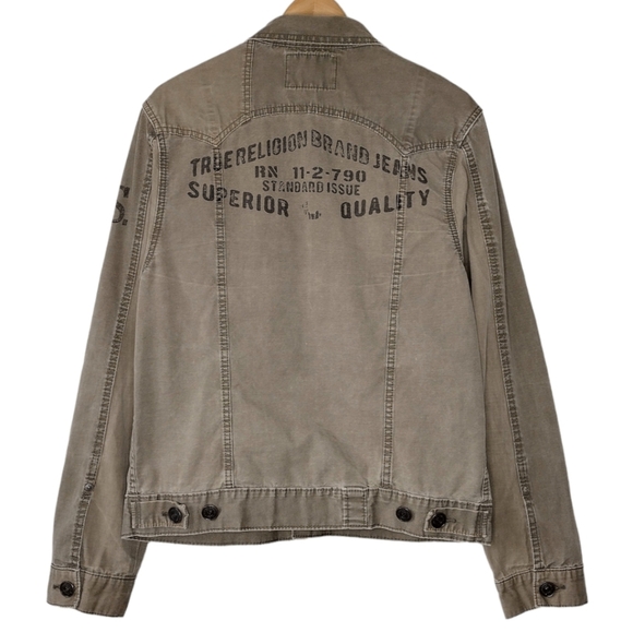 True Religion Jimmy Military Green Y2K Button Down Long Sleeve Jacket Size M - Picture 2 of 15